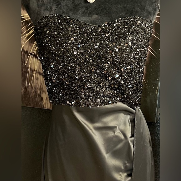 🖤🖤Missord Contrast Sequin Split Thigh Side Draped Formal/Evening Dress🖤SZ L - Picture 8 of 17